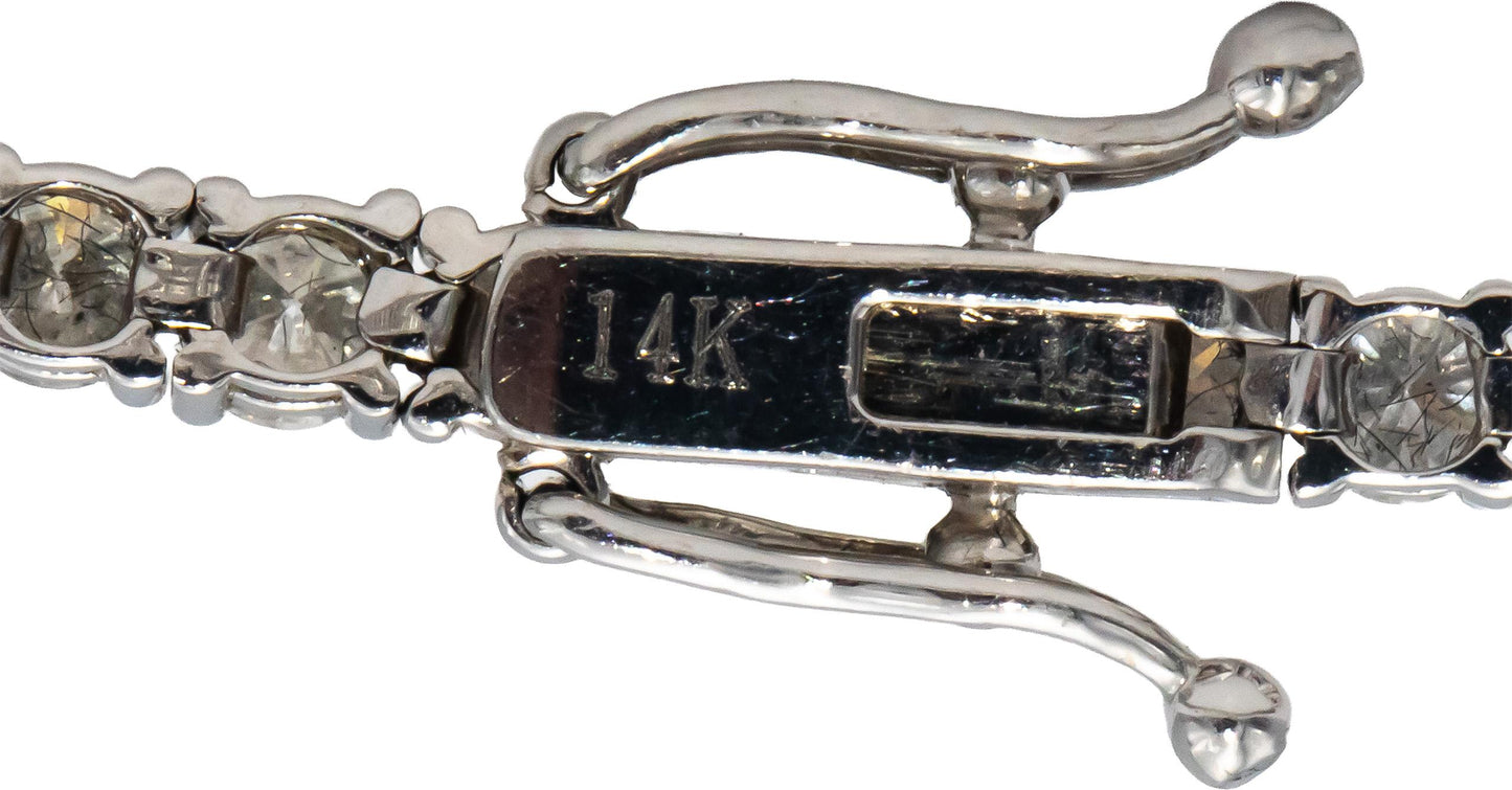 14k White Gold Round Diamond Tennis Bracelet 4.88CT
