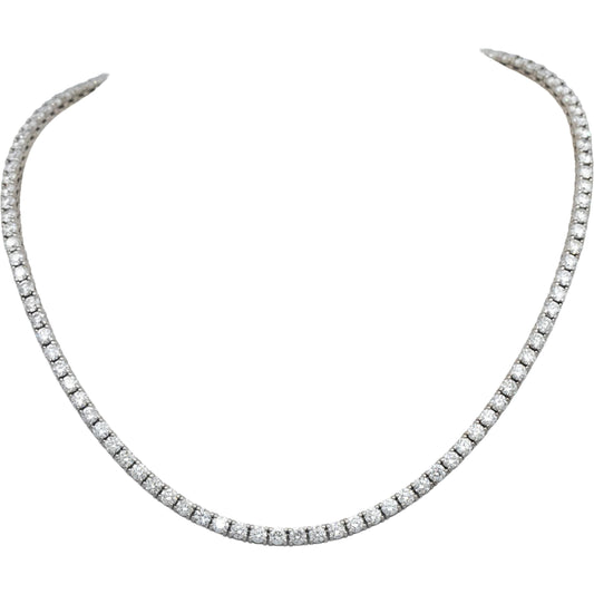 14k White Gold Round Diamond Tennis Necklace 17.55CT