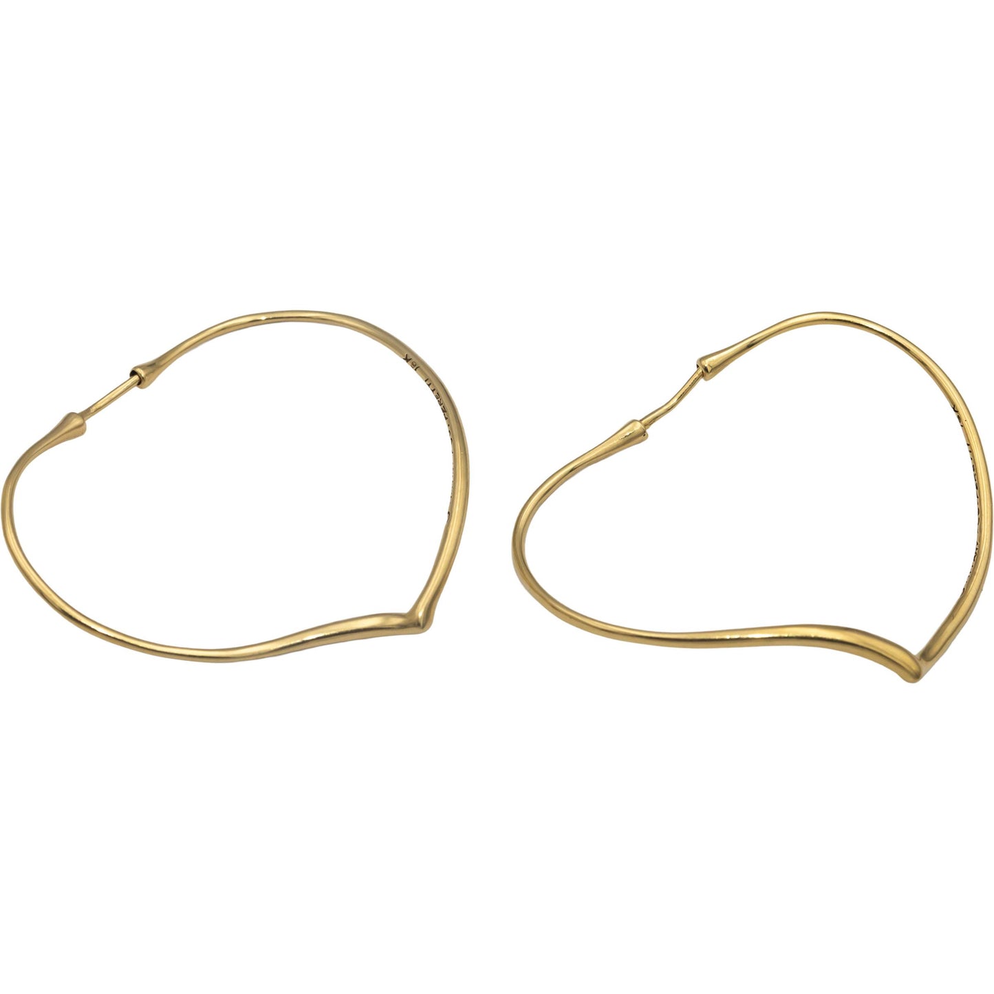 TIFFANY & CO. 18k Gold Elsa Peretti Open Heart Hoop Earrings $6500 Retail