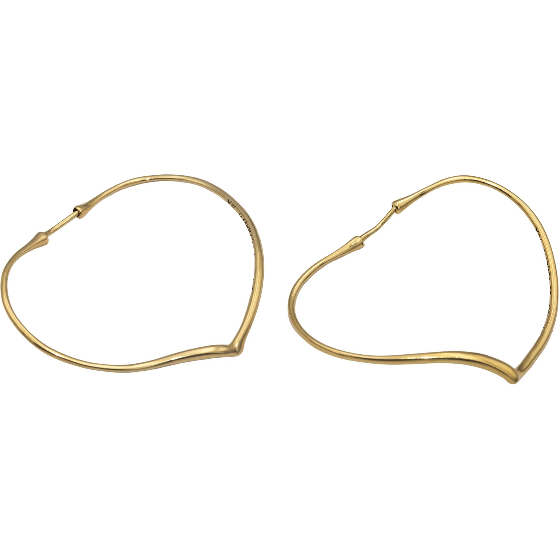 TIFFANY & CO. 18k Gold Elsa Peretti Open Heart Hoop Earrings $6500 Retail
