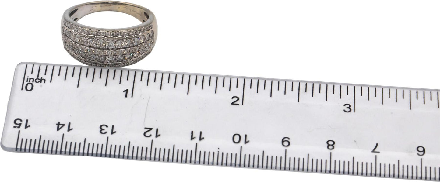 10k White Gold Round Diamond Wide Band Ring 1.0CT Size 8.5
