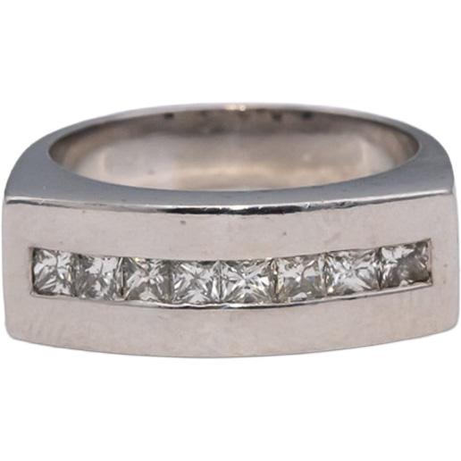 18k White Gold VS Princess Cut Channel Set Diamond Band Ring 0.50CT Size 5.25