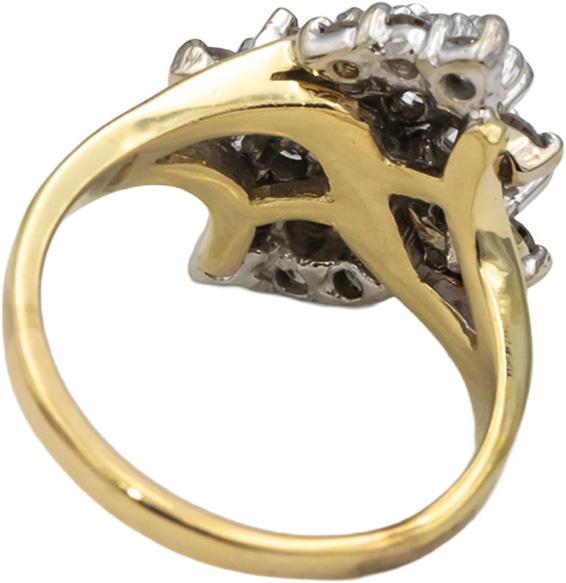 14k Yellow and White Gold Round Diamond Cluster Cocktail Ring 1.0CT Size 6.25