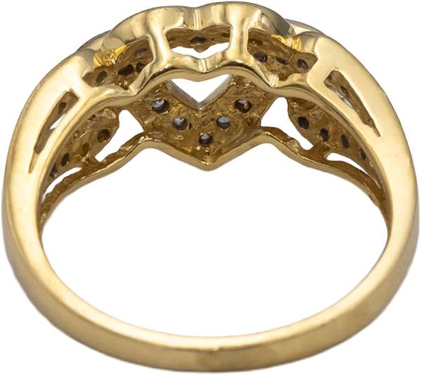 14k Yellow Gold Round Diamond Heart Ring 0.32CT Size 7