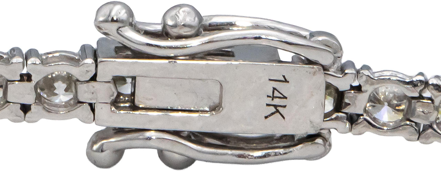 14k White Gold VS Round Diamond Tennis Bracelet 4.51CT