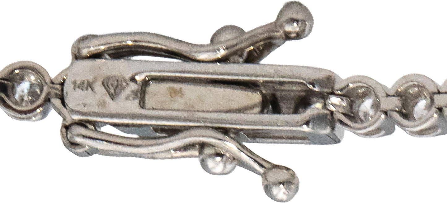 14k White Gold Round Diamond Tennis Bracelet 1.30CT