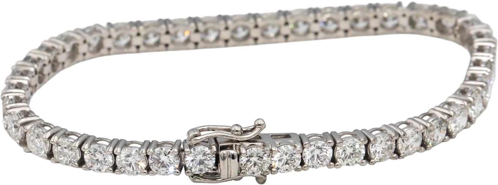 14k White Gold Round Diamond Tennis Bracelet 11.05CT
