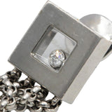 CHOPARD 18k White Gold Happy Diamond Square Earrings With Chains