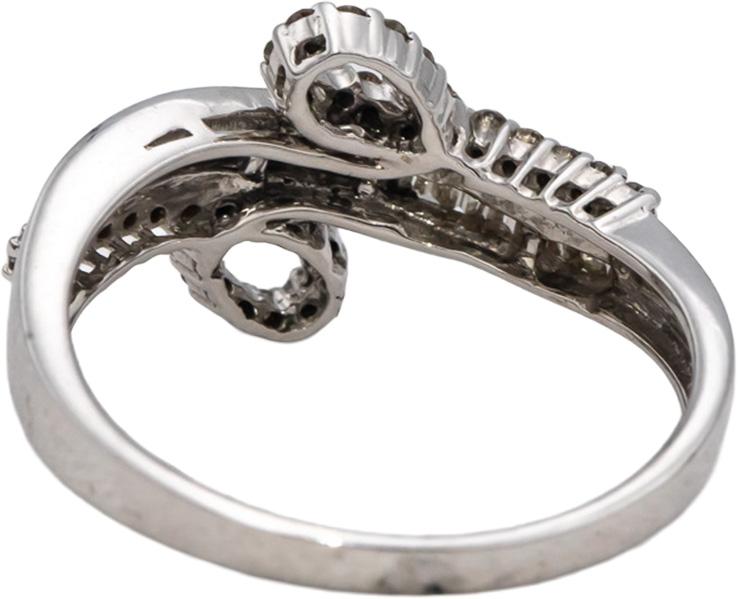 14k White Gold Round & Baguette Diamond Cocktail Ring 0.35CT Size 7.5