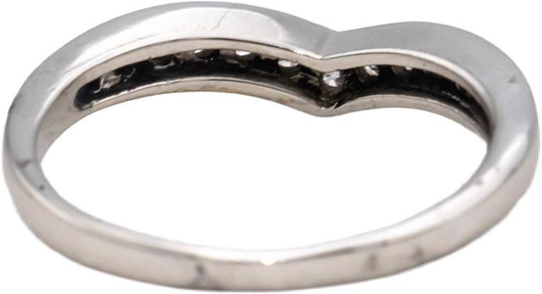 14k White Gold Channel Set Diamond Wishbone Chevron Band Ring 0.15CT Size 6.25