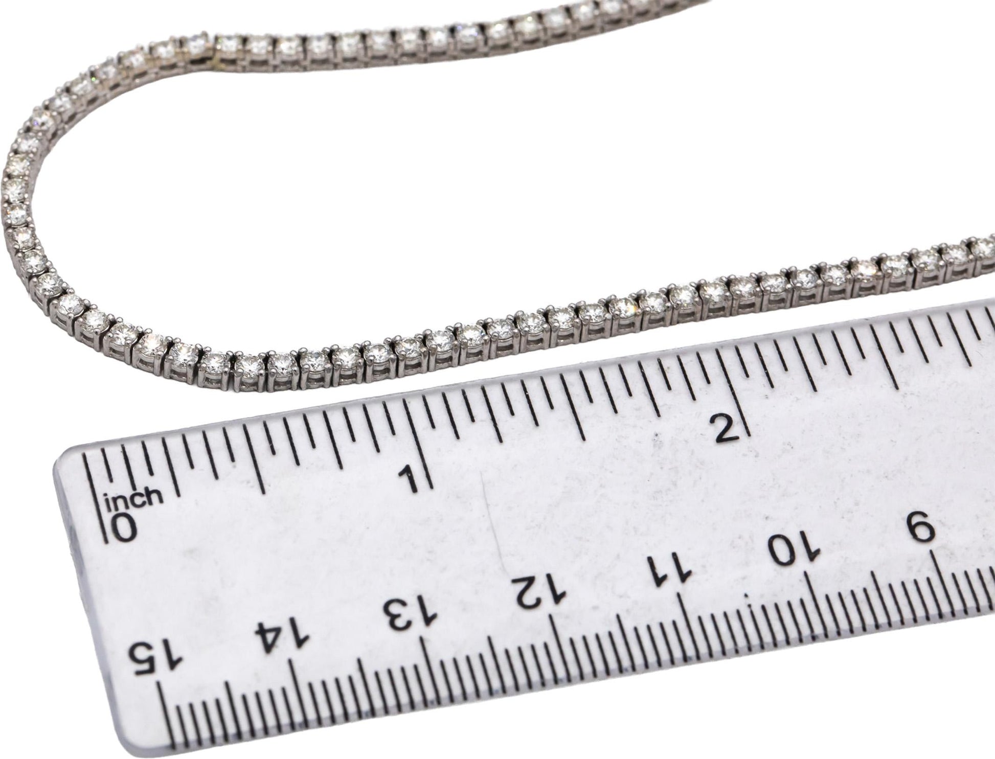 14k White Gold VS Round Diamond Tennis Necklace 7.78CT