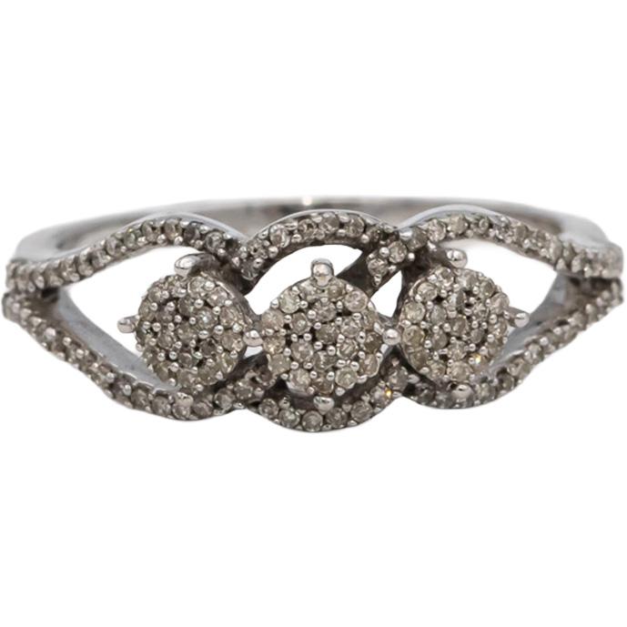 14k White Gold Round Diamond Cluster Cocktail Ring 0.30CT Size 7