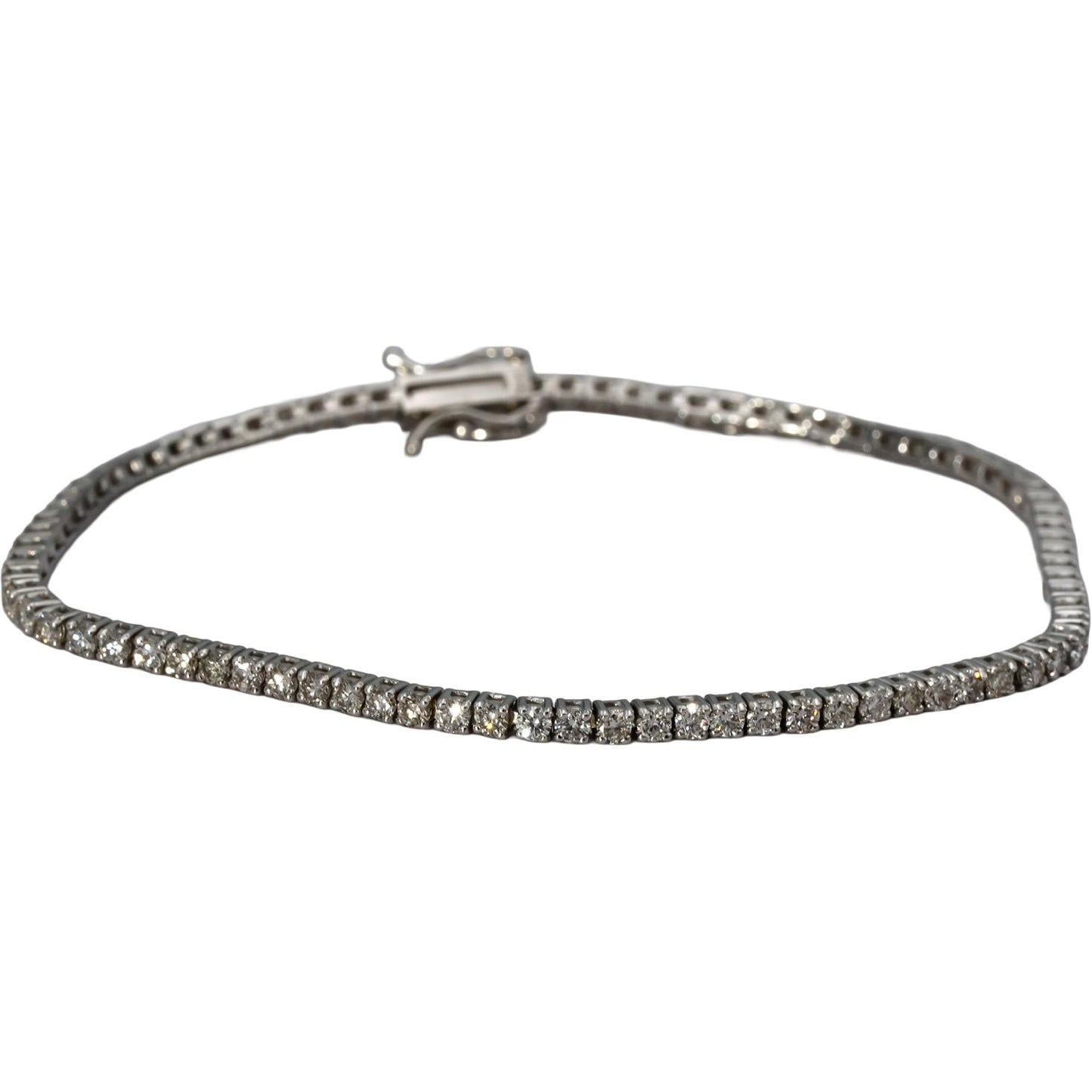 14k White Gold Round Diamond Tennis Bracelet 2.59CT