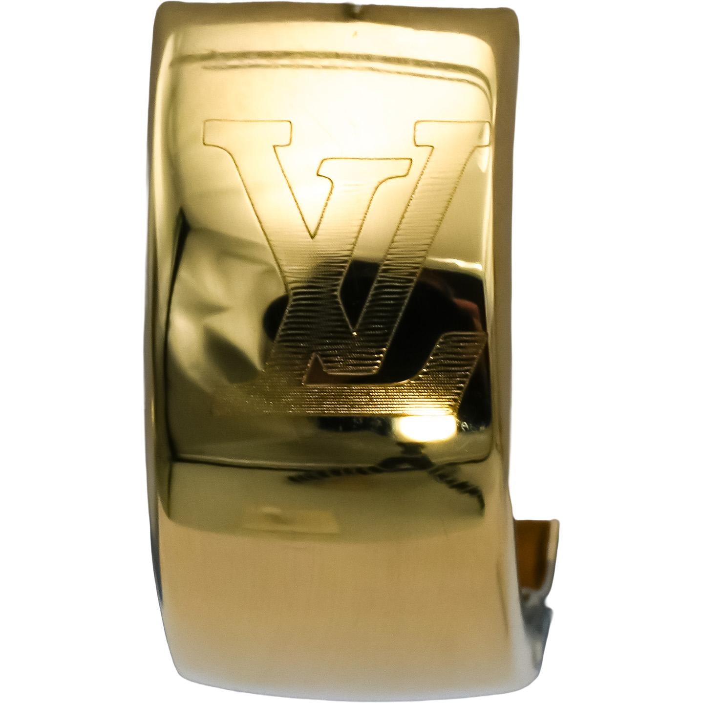 LOUIS VUITTON Designer 18k Yellow Gold Hoop Earrings