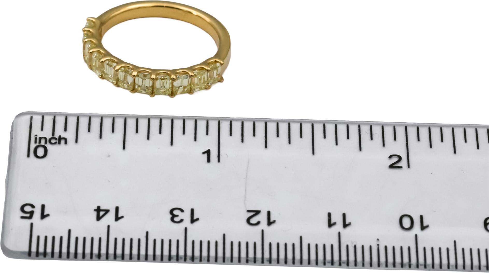 14k Yellow Gold VS Light Yellow Emerald Cut Diamond Band Ring 1.81CT Size 6