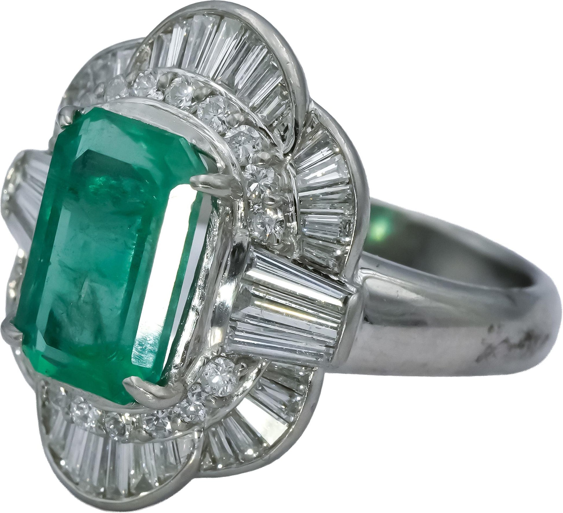Platinum VS Diamond and Emerald Cocktail Ring 4.0CTW Size 7