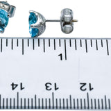 18k White Gold Oval Cut Blue Topaz Stud Earrings