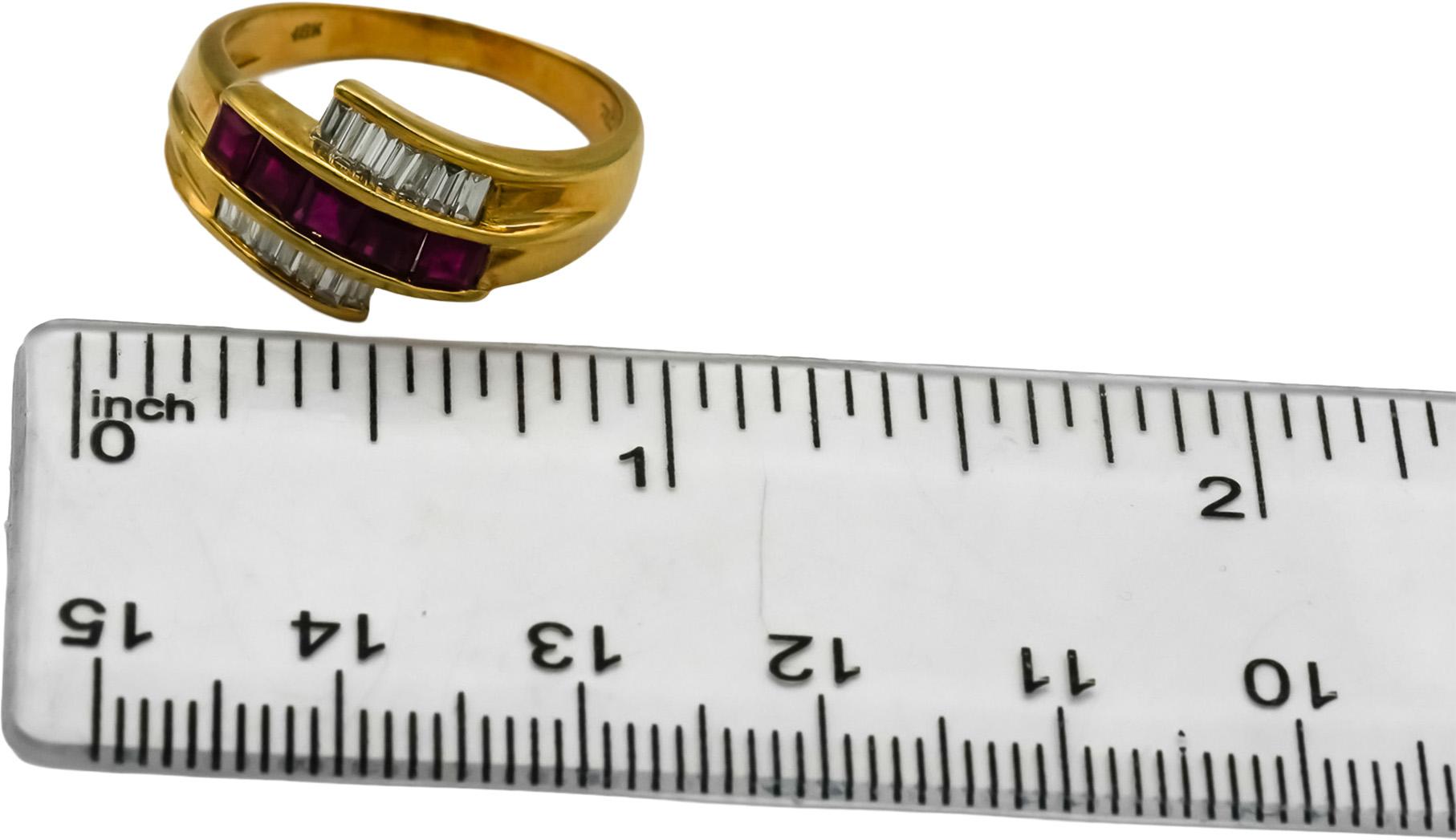 18k Yellow Gold VS Diamond and Ruby Band Ring 1.50CT Size 7.5