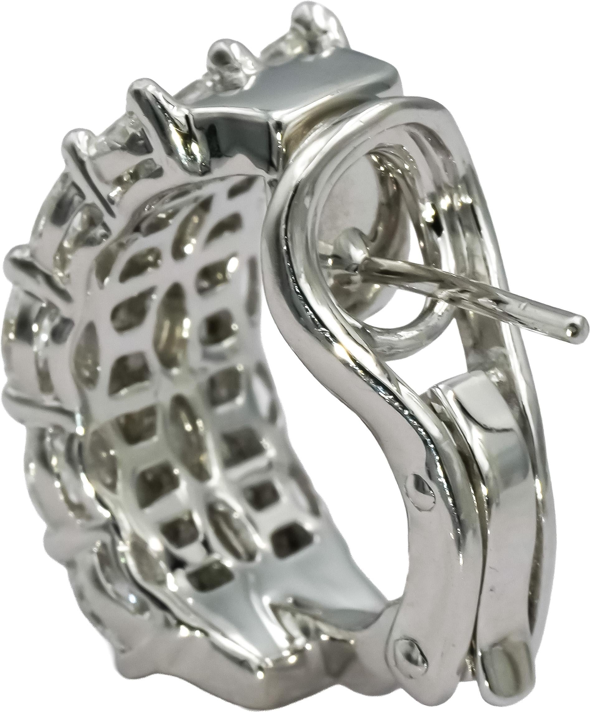18k White Gold VS Marquise and Baguette Diamond Curved Earrings 3.50CT