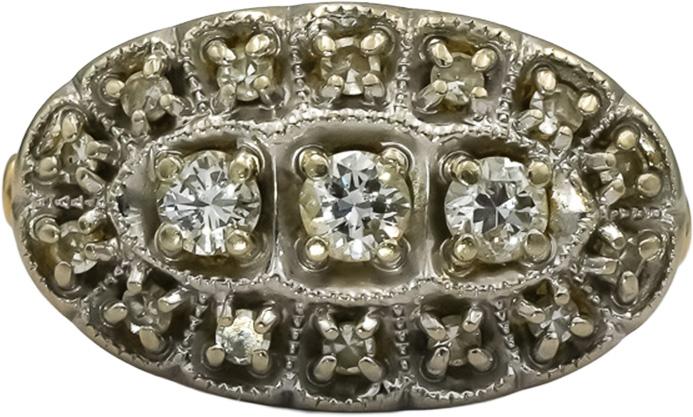 Vintage Antique 14k Yellow & White Gold Diamond Cocktail Ring 0.50CT Size 5.5