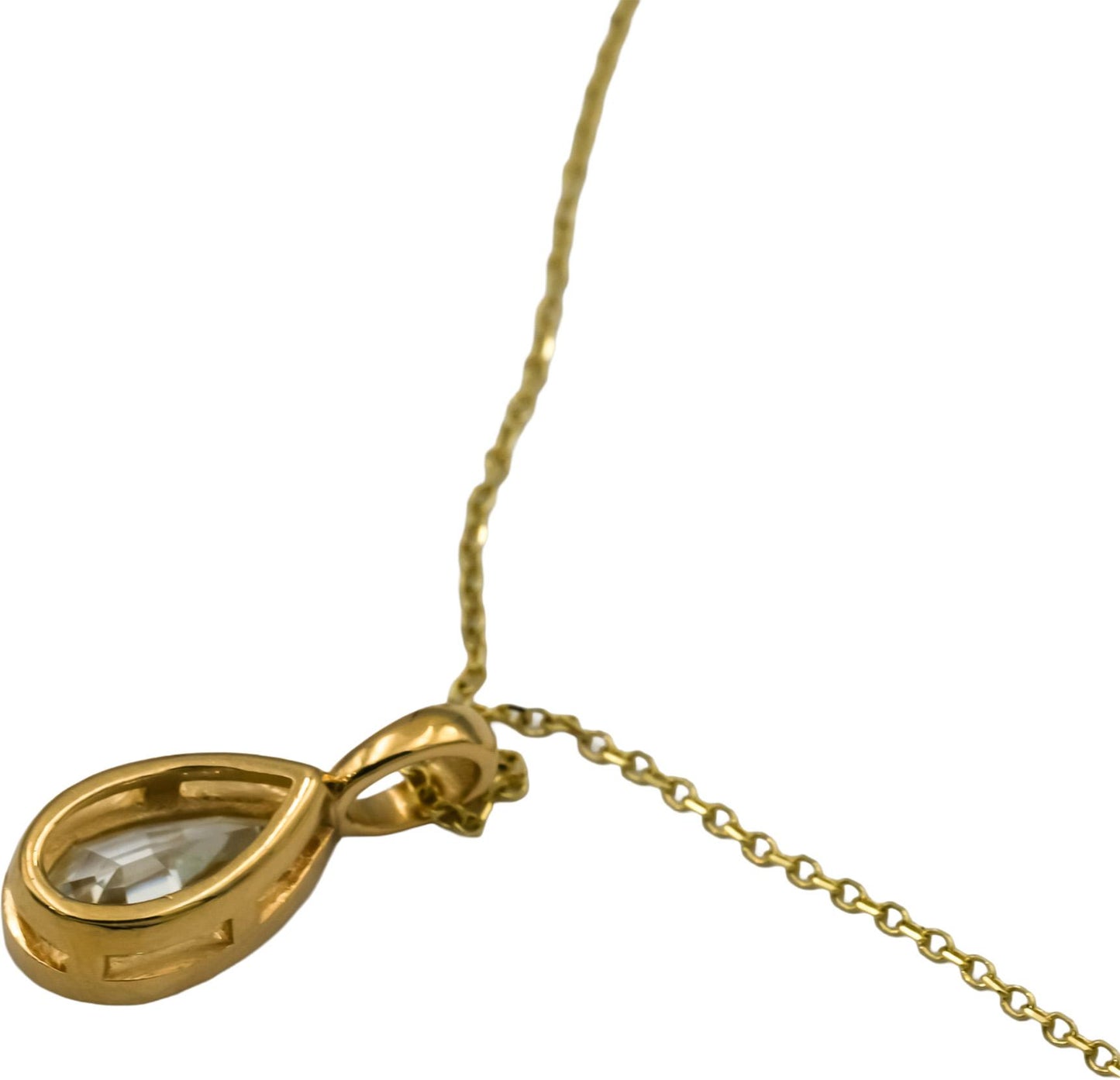 18k Yellow Gold VS Pear Shape Step Cut Diamond Solitaire Pendant Necklace 1.26CT