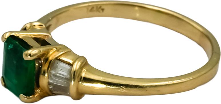 14k Yellow Gold VS Diamond and Emerald Cocktail Ring 1.0CT Size 5.25