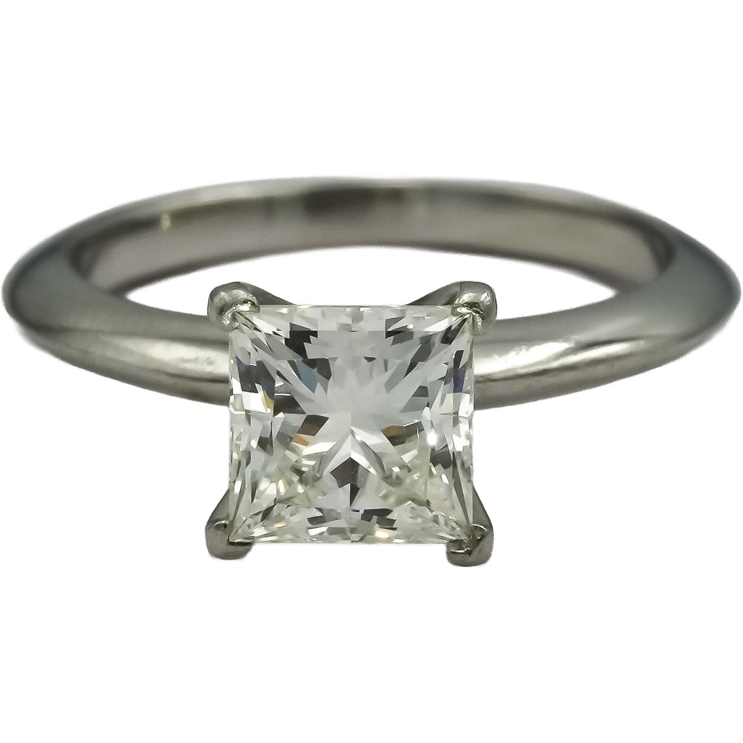 TIFFANY & CO. Platinum VVS2/I Princess Cut Diamond Solitaire Ring 1.47CT Size 5