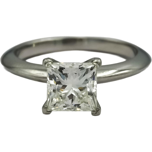 TIFFANY & CO. Platinum VVS2/I Princess Cut Diamond Solitaire Ring 1.47CT Size 5