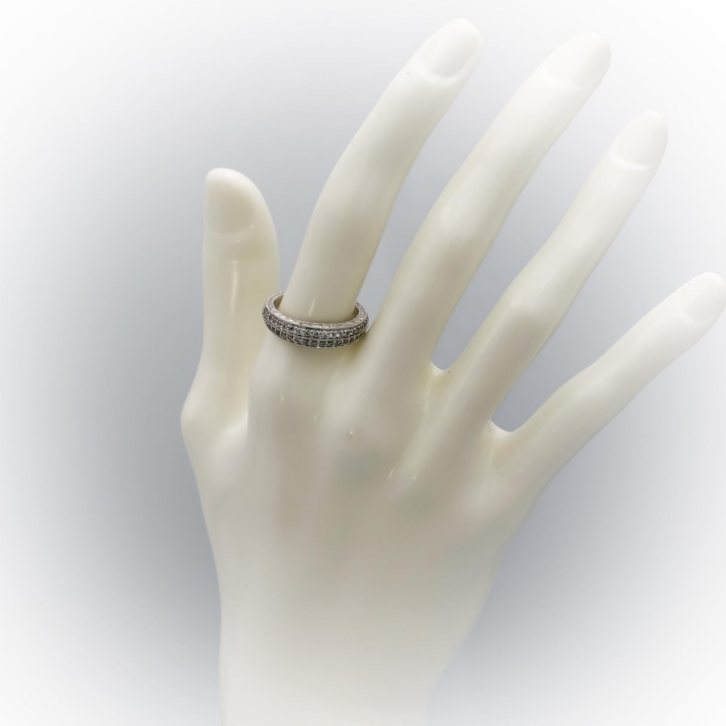 14k White Gold VS Round Diamond Filigree Band Ring 0.50CT Size 7