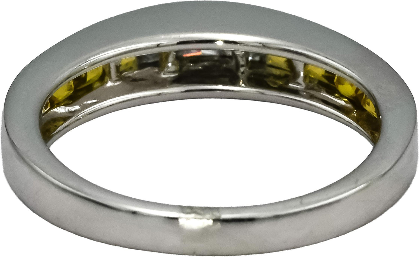 18k White Gold VS Diamond and Yellow Sapphire Band Ring 1.0CT Size 7