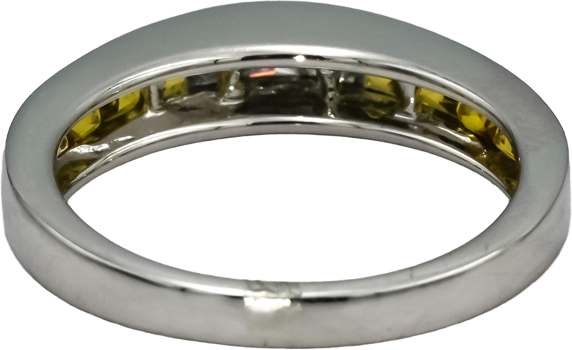 18k White Gold VS Diamond and Yellow Sapphire Band Ring 1.0CT Size 7