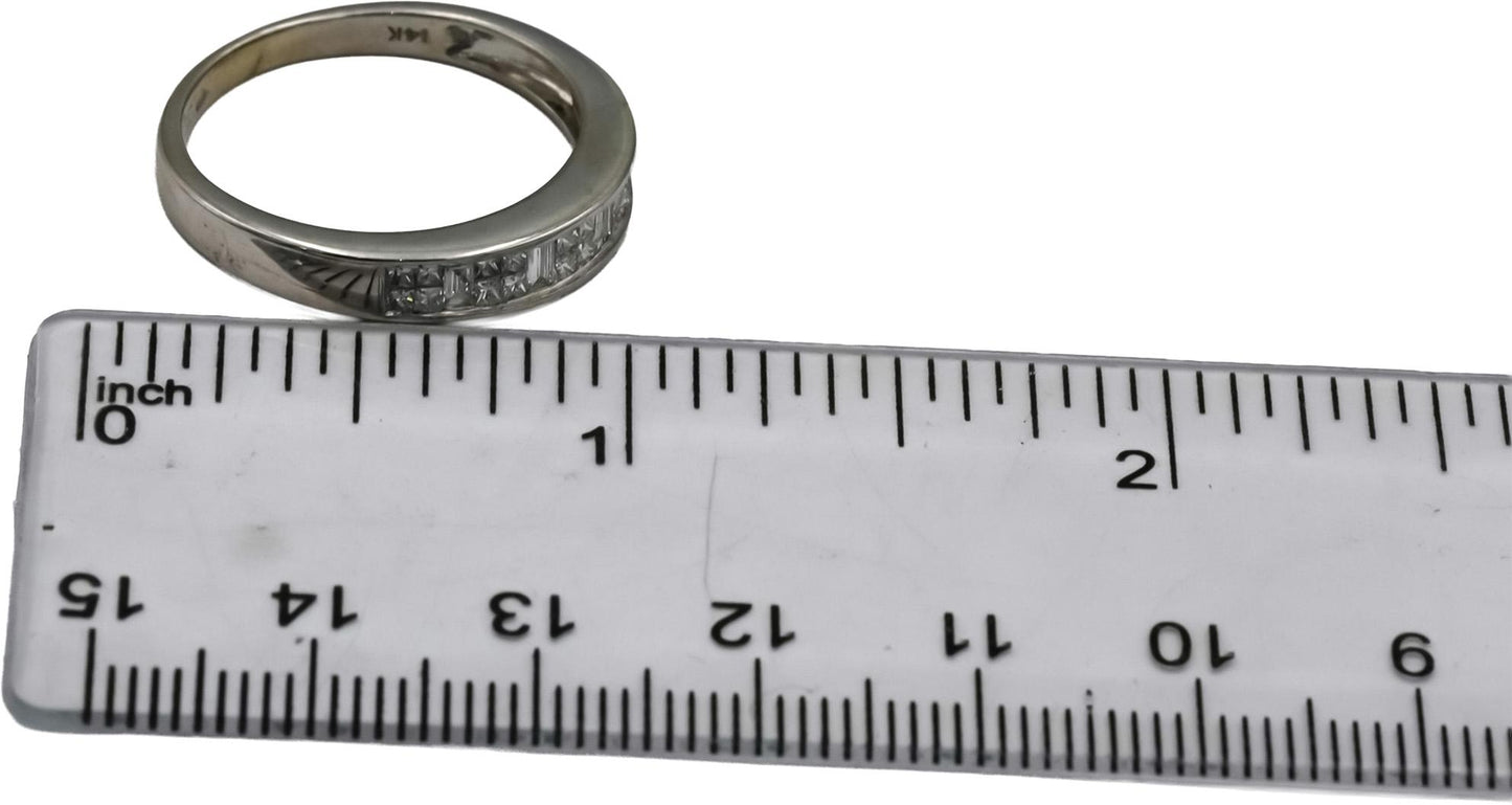 LE VIAN 14k White Gold Princess and Emerald Cut Diamond Ring 0.50CT Size 9