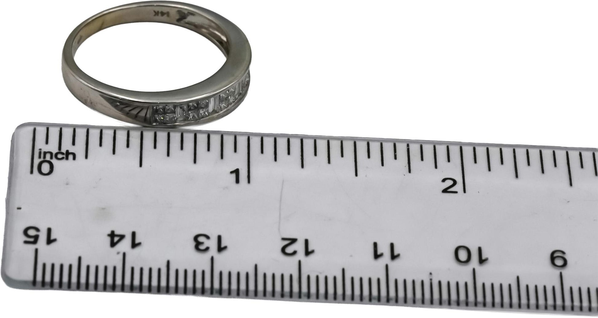 LE VIAN 14k White Gold Princess and Emerald Cut Diamond Ring 0.50CT Size 9