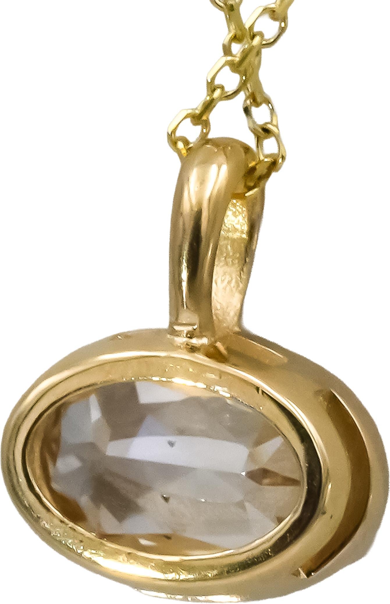 GIA 14k Yellow Gold SI1/O-P Oval Cut Diamond Solitaire Pendant Necklace 1.51CT