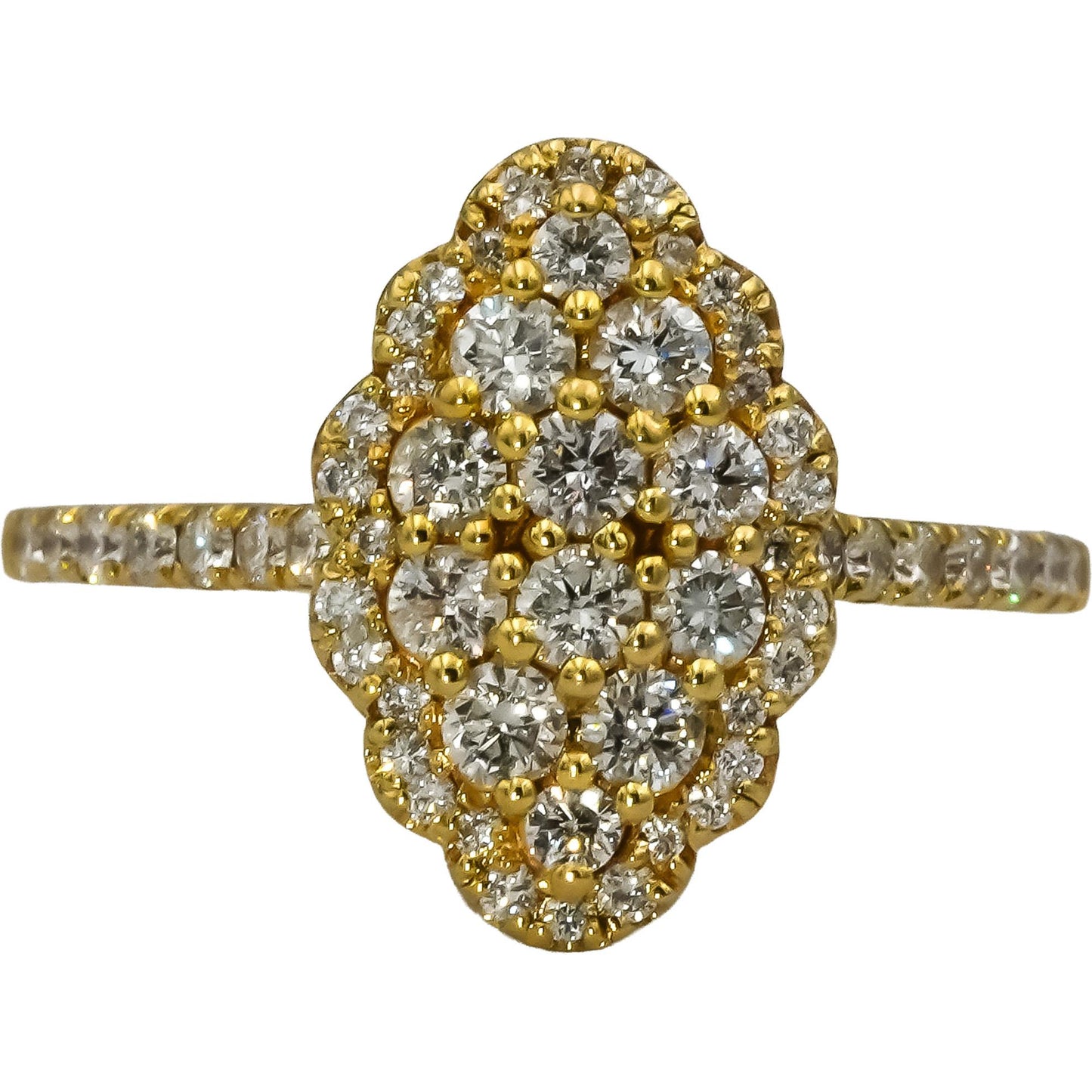 14k Yellow Gold Round Diamond Cluster Cocktail Ring 0.75CT Size 6.75