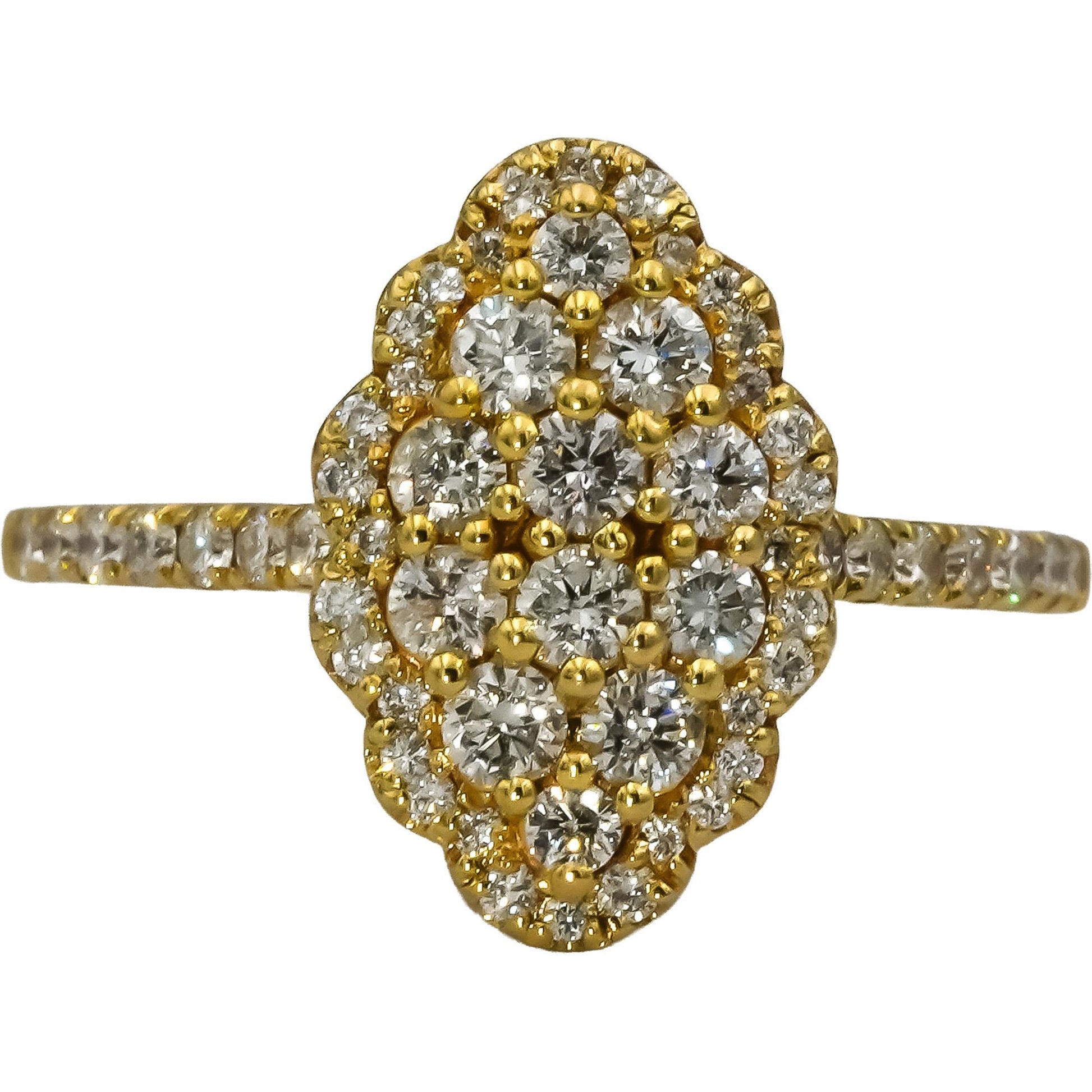 14k Yellow Gold Round Diamond Cluster Cocktail Ring 0.75CT Size 6.75