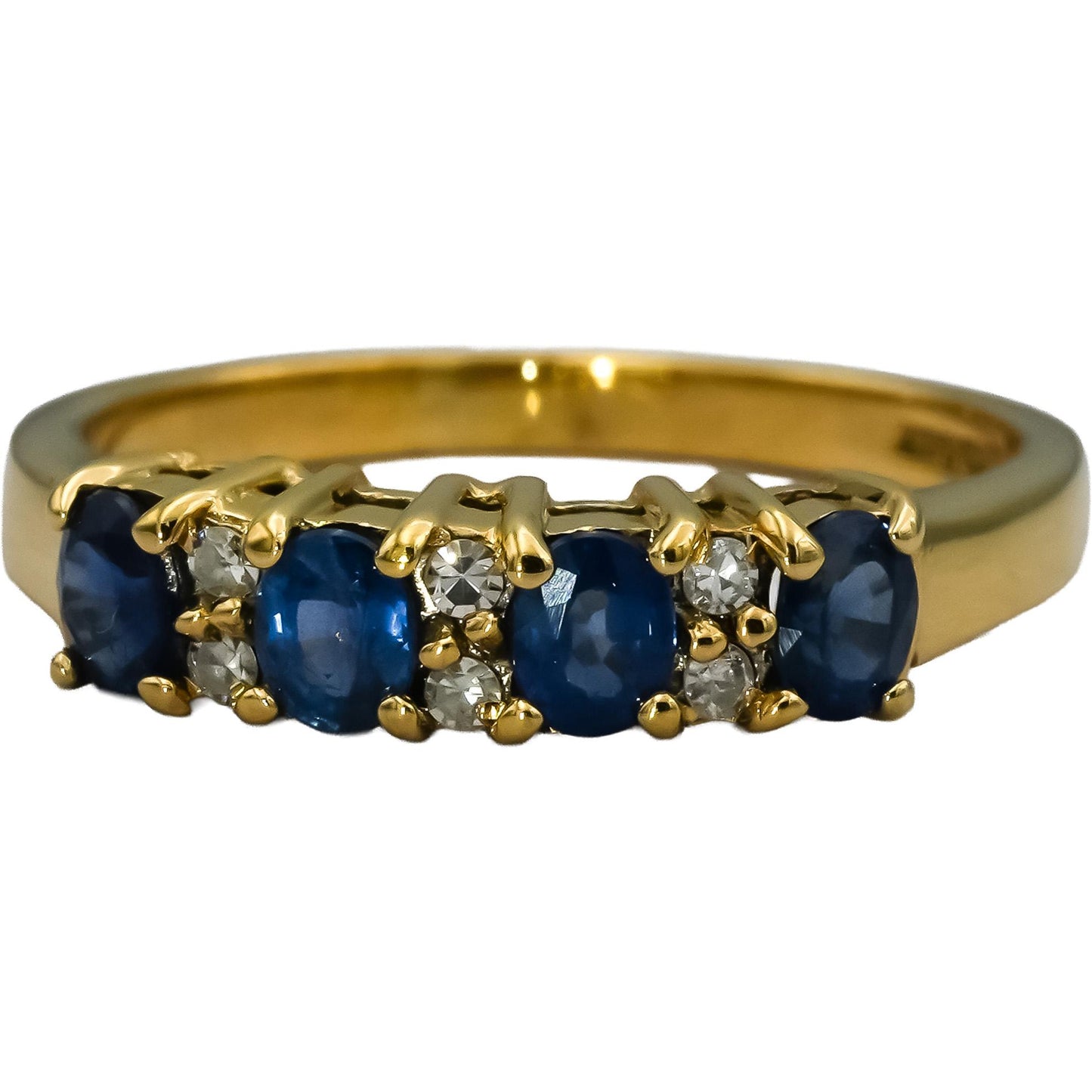 10k Yellow Gold VS Diamond and Sapphire Band Ring 0.75CT Size 7.5