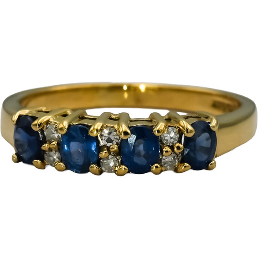 10k Yellow Gold VS Diamond and Sapphire Band Ring 0.75CT Size 7.5