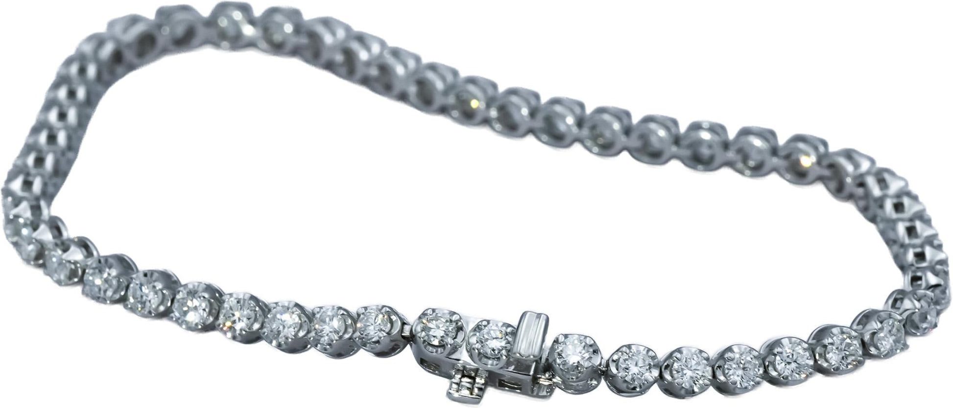 14k White Gold VS Round Lab-Grown Diamond Tennis Bracelet 3.0CT