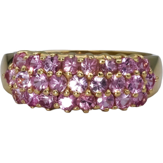 14k Yellow Gold Pink Topaz Pave Band Ring 1.50CT Size 8