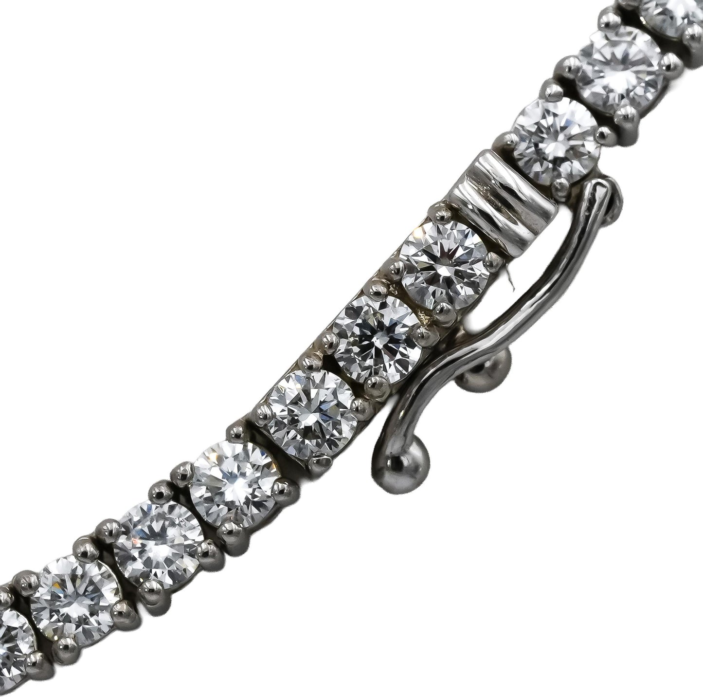 14k White Gold VS Round Lab-Grown Diamond Tennis Necklace 9.97CT