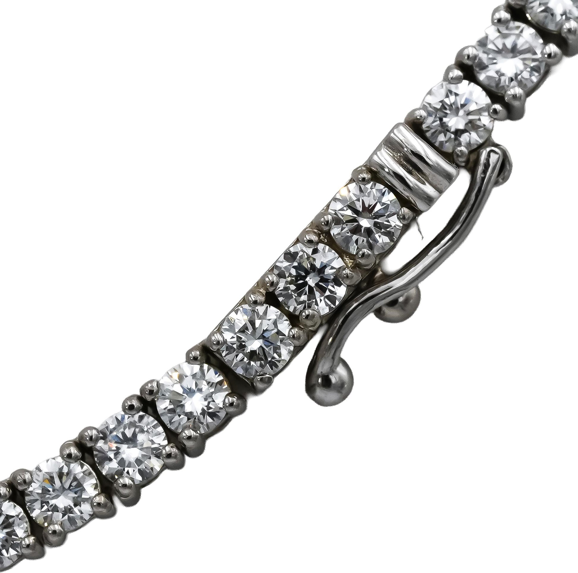 14k White Gold VS Round Lab-Grown Diamond Tennis Necklace 9.97CT