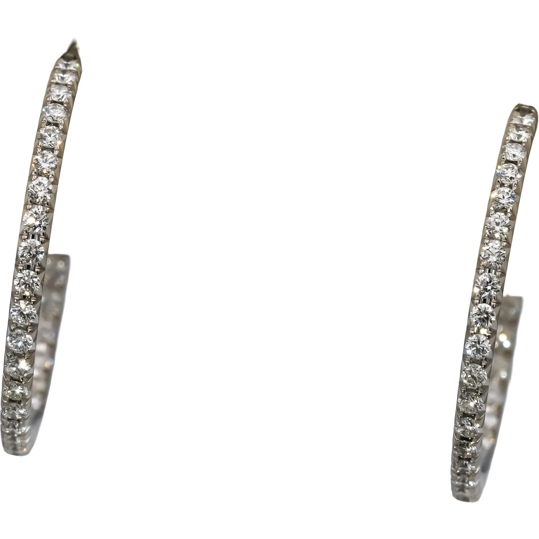 TIFFANY & CO. 18k White Gold VS Diamond Metro Hoop Earrings 0.50CT 7400 Retail