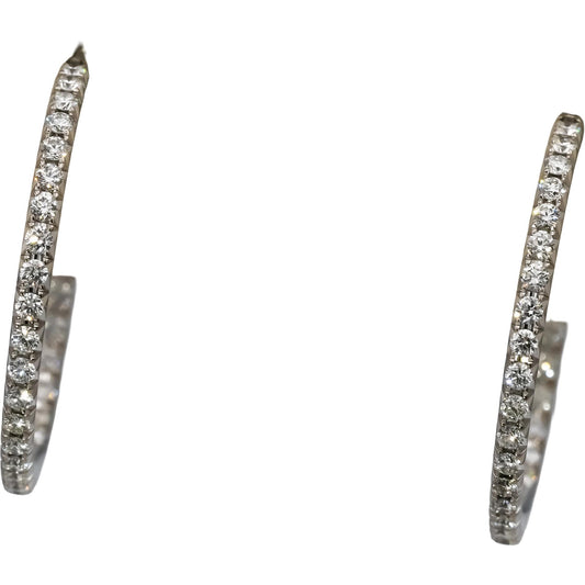 TIFFANY & CO. 18k White Gold VS Diamond Metro Hoop Earrings 0.50CT 7400 Retail