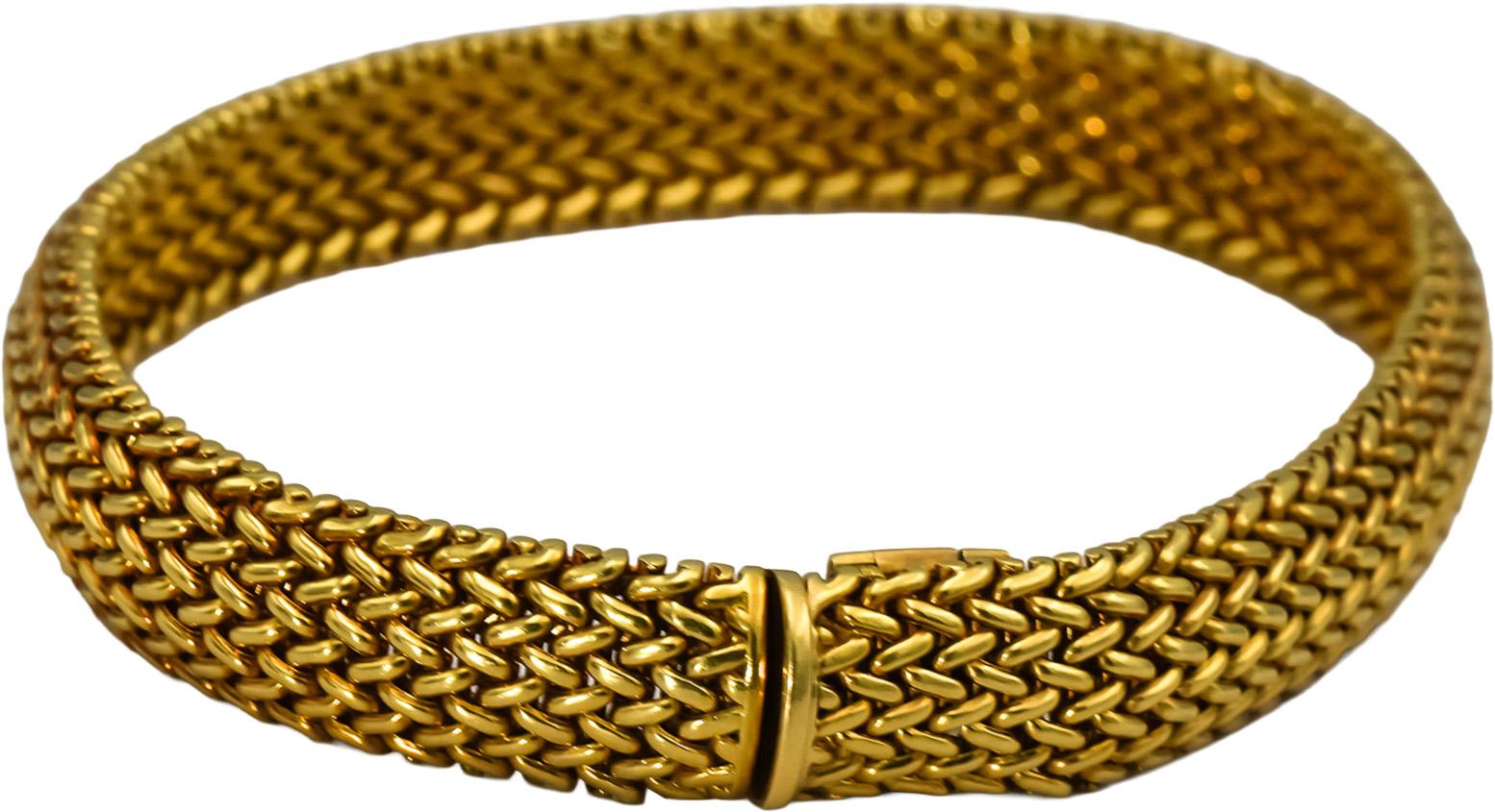 TIFFANY & CO. 18k Yellow Gold Mesh Bracelet 9.5mm Wide