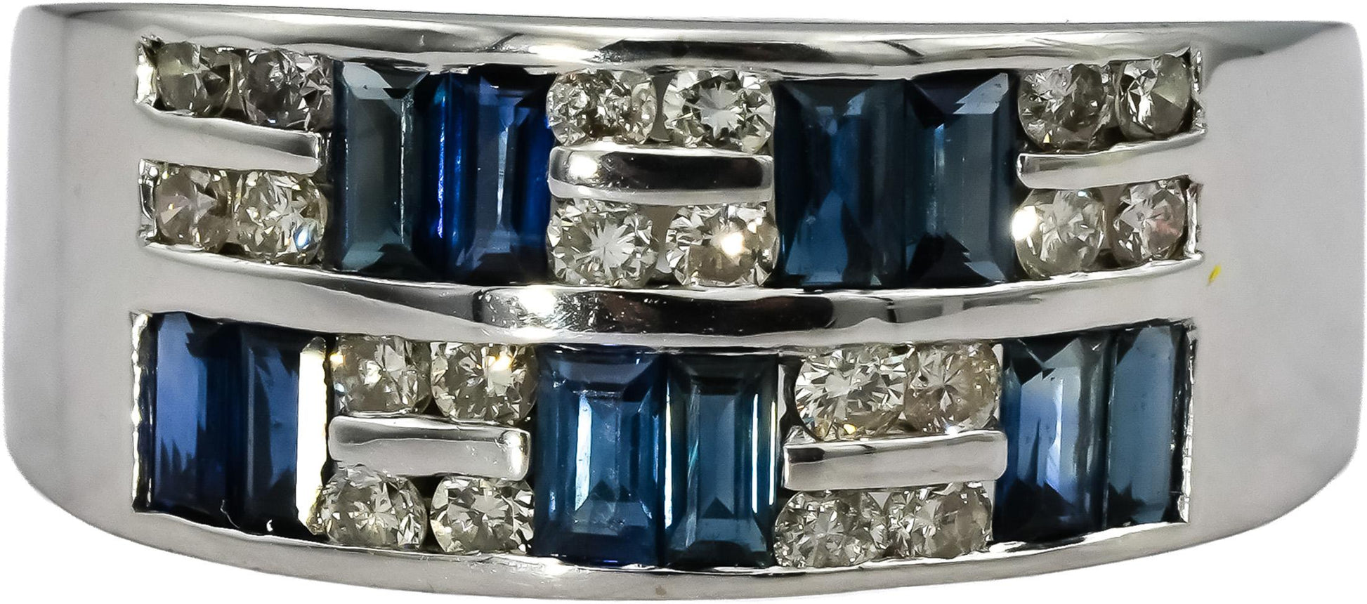14k White Gold Diamond and Sapphire Band Ring 1.0CT Size 8