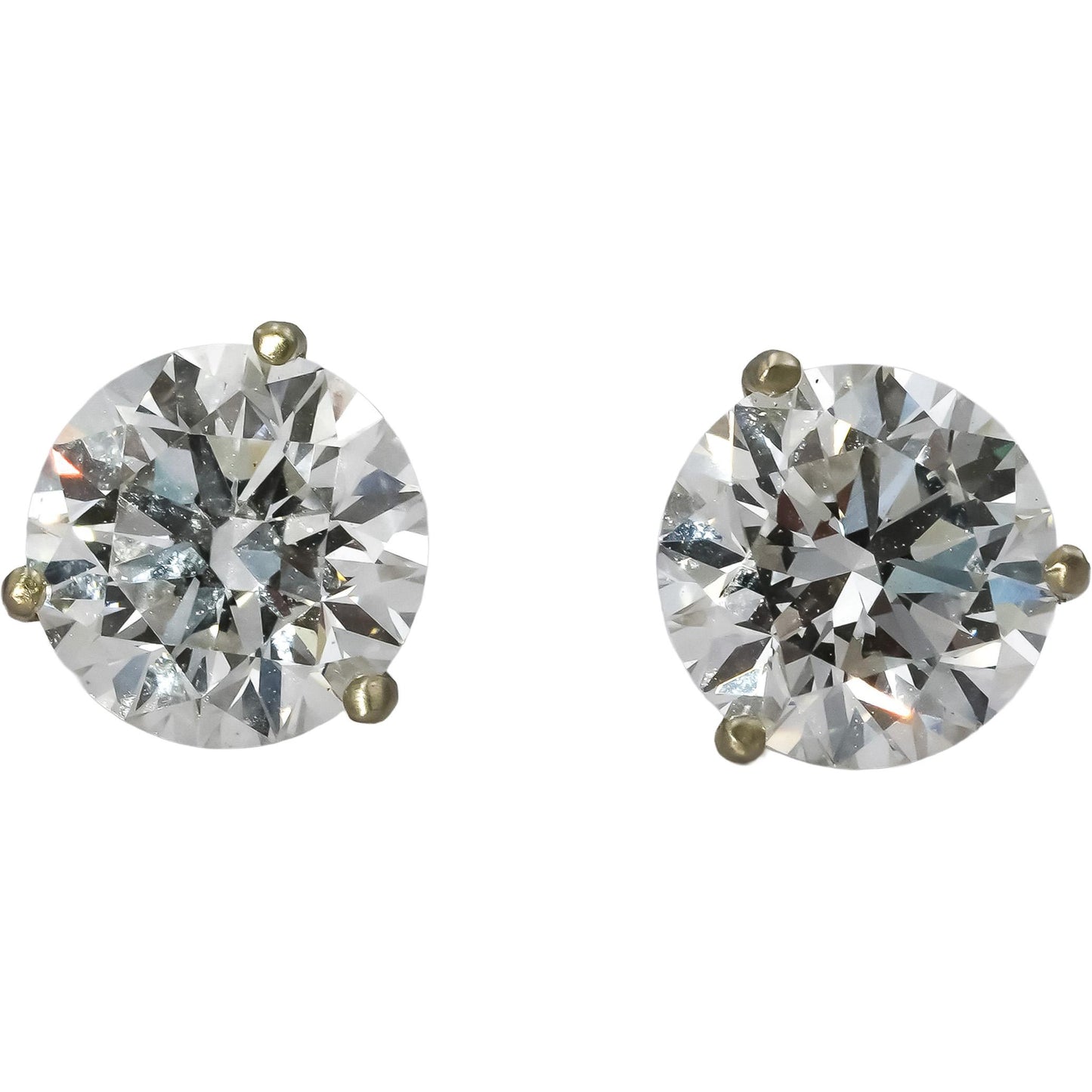 14k White Gold VS Round Lab-Grown Diamond Martini Setting Stud Earrings 4.10CT