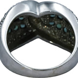 LE VIAN 14k White Gold Diamond and Green Topaz Cluster Ring 1.0CT Size 6