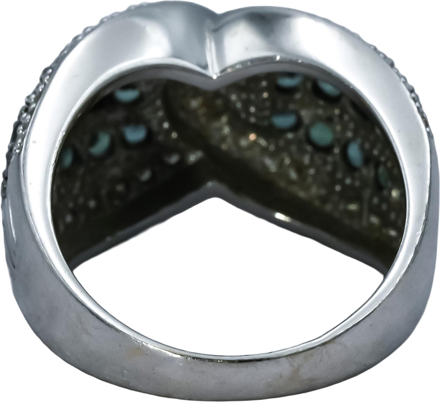 LE VIAN 14k White Gold Diamond and Green Topaz Cluster Ring 1.0CT Size 6