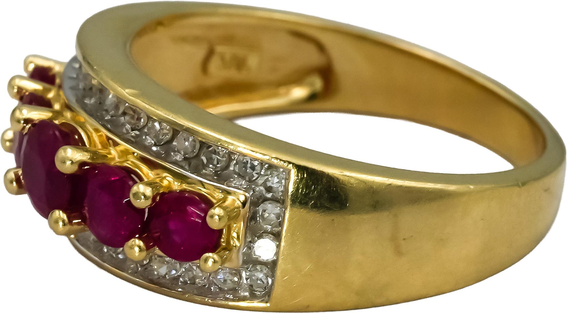 14k Yellow Gold Diamond and Ruby Band Ring 1.33CT Size 7